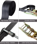 Close-up of Two Pack 2 Inch Endless Ratchet Straps, 20 Feet Long, showcasing high density weaving and durable stitching.