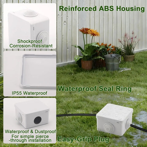 Rugged Outdoor ABS Junction Box Waterproof Case For Wires And DIY Projects, Shockproof Mini Storage, IP Rated Protection, Weatherproof Electrical Box, Compact 3.15x3.15x1.97 Inch, Built To Last, white IP55 ABS box outdoors