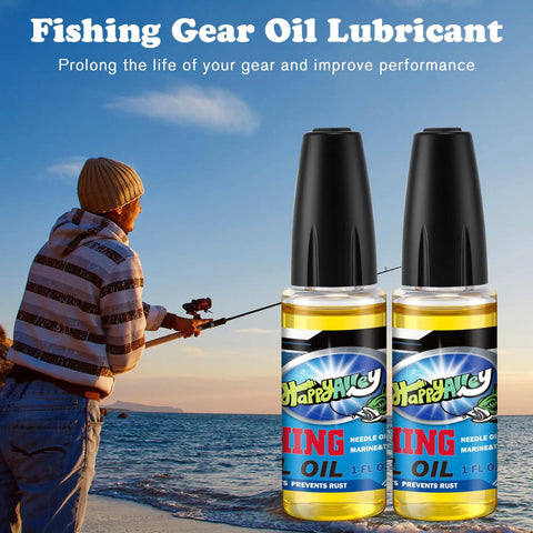 2 Oz Fishing Reel Oil Lubricant Set for Freshwater and Saltwater Reels, fisherman casting line, two 1 oz bottles