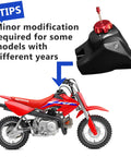 3.5L Dirt Bike Gas Tank With Aluminum Cap, Fuel Filter And Petcock, Fits Honda CRF50 XR50, Red Cap next to Honda bike