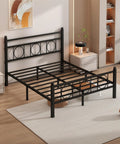 Top Tier Full Bed Frame With Sleek Headboard And Zero Groan Steel Base For Dreamy Nights No Sweat Assembly Low Profile Platform in matte black.