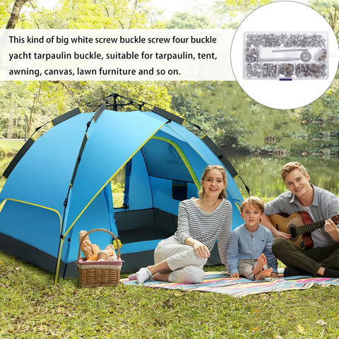 Real Deal Canvas Tarp Snap Kit Featuring Rust Resistant Marine Fasteners With 10 MM And 15 MM Screw Snap Buttons and Quick Setting Tool for Boat Covers and Awning Repairs.