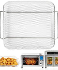 Replacement Air Fryer Basket For Emeril Lagasse 26 Qt French Door Oven 360 Extra Large Must Have Perfect Fit, shown with food and ovens