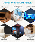 Four Pack 48X24X2 Inch Egg Crate Acoustic Foam Panels For Walls in various room settings like video, gaming, and studio.