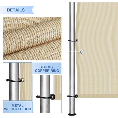 12x12 Ft Pergola Shade Canopy Cover With Grommets And Weighted Rods UV Blocking Durable HDPE Fabric details and installation