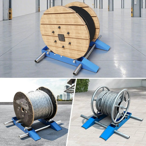 Workhorse Heavy Duty Cable Drum Roller And Wire Unwinder Dispenser For Drum Reels Up To 39.4 Inches Wide, steel construction, 3 ton capacity