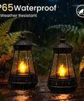 Two Pack Mini Solar Lantern Replacement Parts For Outdoor Statue Lights And Garden Decor with warm white LEDs in rain