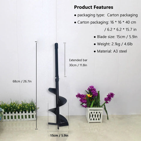 26.7 Inch Compost Stirring Tool For Outdoor Tumbler Bins, Heavy Duty Mixer Bar, displayed upright with dimensions listed.