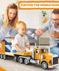 Family playing with Giant 39.6 Inch RC Semi Trailer Truck For Kids With Lights And Sounds 16 Channel Remote Control Transport Truck