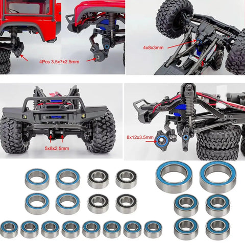 Traxxas TRX4M Compatible 1 By 18 RC Crawler Stainless Steel Ball Bearing Kit Upgrade Parts For RC Cars Low Friction High Rotation Beefed Up Bearings For Smoother Speed And Reliability, RC crawler bearings set