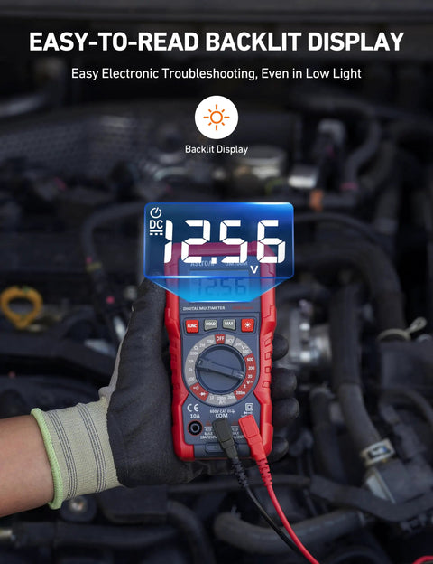 TRMS Digital Multimeter For DIY Electrical Projects, 2000 Counts with backlit display used in engine troubleshooting