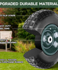 13 Inch Solid Flat Free Wheel With 4.00-6 Tire Airless Rubber Wheel showcasing cutaway of anti-slip stripes and heavy duty steel rims