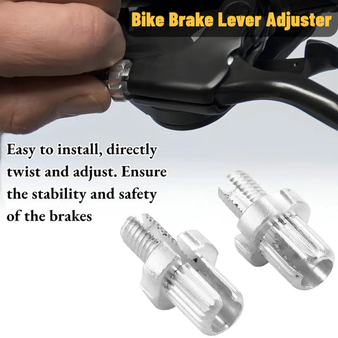 Close-up of Beefy 7mm M7 Brake Lever Adjusters 2 Pack For Road And Mountain Bikes Aluminum Alloy Silver in use