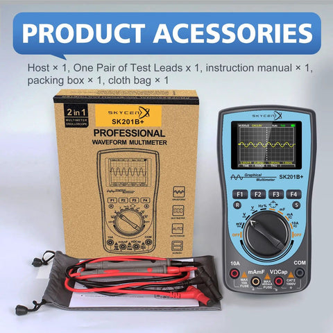 Two In One Portable Oscilloscope And Multimeter With 1 MHz Bandwidth And 2.5 Msps Sampling, 4000 Count DMM with accessories