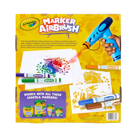 Rad Battery Powered Airbrush Marker Spray Craft Kit Smooth Glide Washable Ink Pens Plus Five Reusable Design Stencils with stencils and markers