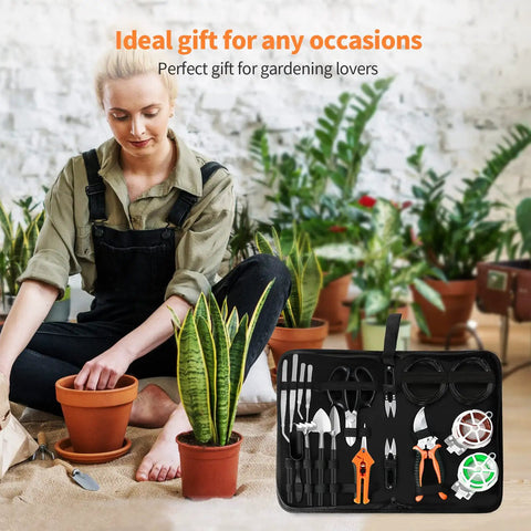 All In One Bonsai Tool Kit For Beginners With 20 Pcs Gardening Set Including 262 Feet Bonsai Wire 29.5 Inch By 29.5 Inch Plant Repotting Mat Leather Bag Bonsai Scissors Pruning Shears Leaf Cutters Shovel Rake Brush Gifts For Women, with tools and mat