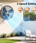 Beastly 20 Inch High Velocity Metal Industrial Oscillating Wall Fan With Three Speed Settings Up To 5300 CFM on patio wall