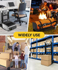 3-in-1 Aluminum Hand Truck Dolly with 600 lb capacity demonstrating versatile use in office, camping, delivery, and warehouse settings.