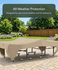 Ping Pong Table Cover For Indoor And Outdoor Use, Heavy Duty Vinyl With Soft Lining, Water Resistant, Classic Tan, on a table outdoors