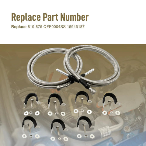 Professional Heavy Duty Flexible Stainless Steel Braided Fuel Line Fits Gmc Sierra 1500 Classic And Chevy Silverado 2004 To 2007 Knuckle Buster Replacement Hose with fittings and clips.