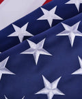 Close-up of embroidered stars on Heavy Duty 3x5 Outdoor American Flag Built To Last In High Wind With UV Protection