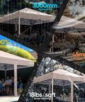 10x10 Pop Up Screened Canopy Tent With Mosquito Netting, waterproof and UV-resistant, shown in various outdoor settings