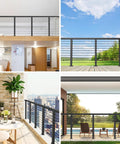 Surface Mount Cable Railing Kit With Black T316 Stainless Steel Rope Flat Top Posts And Swageless Fittings for stylish deck views.