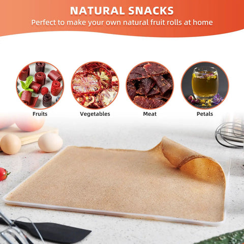 4 Pack 14x14 Inch Silicone Dehydrator Trays With Raised Lip Edge Nonstick Sheets for fruit leather and dried foods