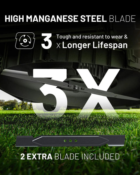 18 Inch 40V Brushless Cordless Lawn Mower With 6 Position Height Adjustment And Dual 5Ah Batteries Included For Lightweight Low Noise Yard Work That Is Easy To Maneuver And Delivers A Clean Cut, high manganese steel blade with 2 extra blades
