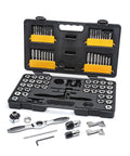 77 Piece SAE And Metric Ratcheting Tap And Die Set With Twist Lock Guide System And 5 Degree Swing Arc Reversing Lever T Handles