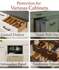 Slimline Cabinet Edge Protector for drawers and shelves that keeps chips wear and discoloration in check, protect various cabinets.