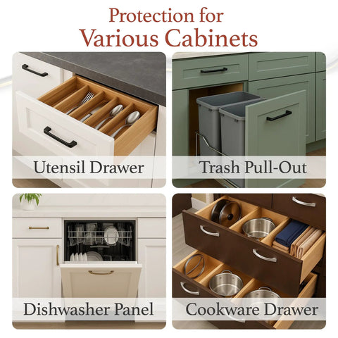 Slimline Cabinet Edge Protector for drawers and shelves that keeps chips wear and discoloration in check, protect various cabinets.