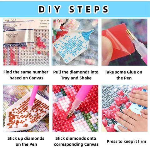 DIY steps for Colorful Axolotl 5D Diamond Art Kit For Adults And Beginners, Full Drill Round Diamond Painting Craft Set With Tools
