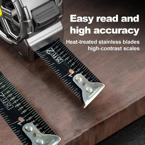 25 Foot Stainless Steel Tape Measure With Waterproof And Rustproof Build For Tough Construction Sites Retractable Hollow Shell Design For Quick Mud And Water Discharge Easy To Clean Dustproof Durability For Real Pros On The Job, 25 ft blade close-up