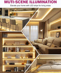 Warm White 3000K LED Strip Lights 32.8 Ft 24V Tape Light With Crazy Bright 240 Lumens Per Ft And 1200 LEDs Per Spool Ra 95 Plus IP30 installed in kitchen, bedroom, and living room accent lighting
