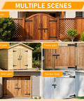 Collage of wooden and metal gates with 900 Lb Capacity Gate Hinge with Built In Ball Bearings for various outdoor uses.