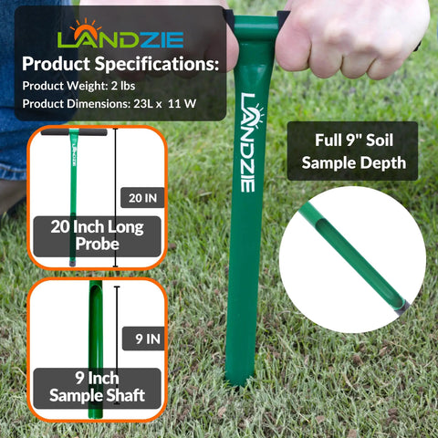 Hand holding 20 Inch Soil Probe for Lawn Core Sampling and Soil Testing, Durable 12 Inch Depth Sampler, Easy Core Retrieval Tool