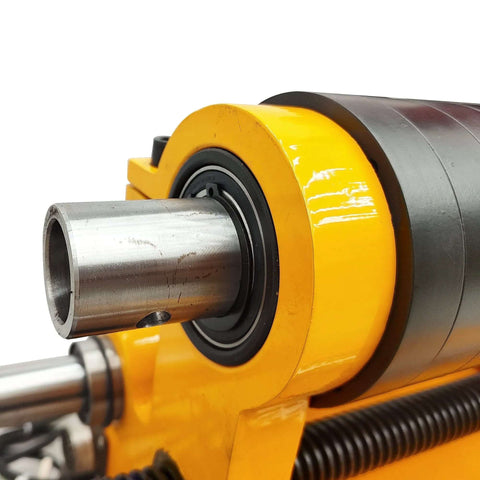 Portable line boring machine head, yellow housing with steel output shaft and bearing housing