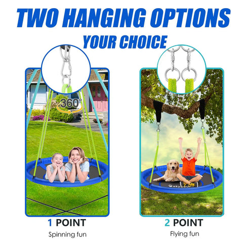 Heavy Duty 43 Inch Disc Swing For Backyard With 600Lb Weight Capacity And Carabiners, Waterproof Flying Saucer Swing For Kids And Adults