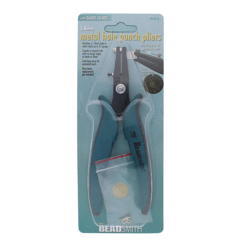 Packaging of 1.8mm Metal Hole Punch With Gauge Guard For clean indent-free holes in copper, gold-filled, sterling silver, and brass