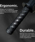 Close-up of handle, Mokume Style Polypropylene Practice Katana With Black Saya Scabbard 24.5 Inch Training Samurai Sword