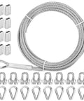 Rugged 3/16 Inch Stainless Steel Cable 25 Ft Kit with wire rope clip, thimble, and aluminum crimp sleeve for deck railing