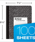 Campus Ready Composition Notebooks For School And Homework Black Marble Covers College Ruled Paper 100 Lined Sheets Each 12 Pack with dimensions.
