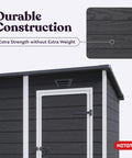 4x6 Resin Outdoor Storage Shed With 139 Cu Ft Of Space For Patio Furniture Garden Tools Bikes Beach Chairs And Lawn Mower Beefy Double Wall Construction With Steel Reinforcement Black And White corner detail