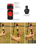 Diagram and installation steps of Quick Connect Starter Kit for Heavy Duty Telescoping Tripod Sprinkler With Turbo Gear Drive.