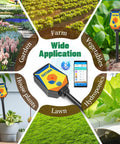 8 In 1 Smart Soil Meter For Moisture PH Light Humidity Fertility EC Salinity And Temperature With Handy App Monitor shown in various plant settings