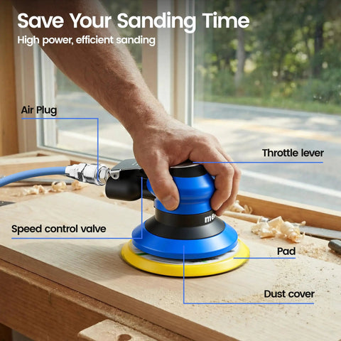 Pro Grade 5 Inch Random Orbital Palm Sander Built As A Smooth Operator Delivers Rock Solid 12000 Rpm Performance for detailed sanding features.