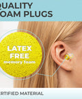 Small Ear Canal Sleep Ear Plugs, 40 Pack Noise Cancelling Ear Plugs, 32 dB Sound Blocking For Snoring, ear shown with plug
