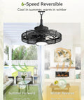 20 Inch Outdoor Ceiling Fan With Lights For Gazebos And Patios IP65 Waterproof Caged Ceiling Fan with summer winter use diagram