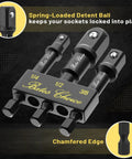 Impact Socket Adapter Set One Quarter Inch, Three Eighths Inch, And One Half Inch With Holder, Chrome Vanadium Steel Built Tough